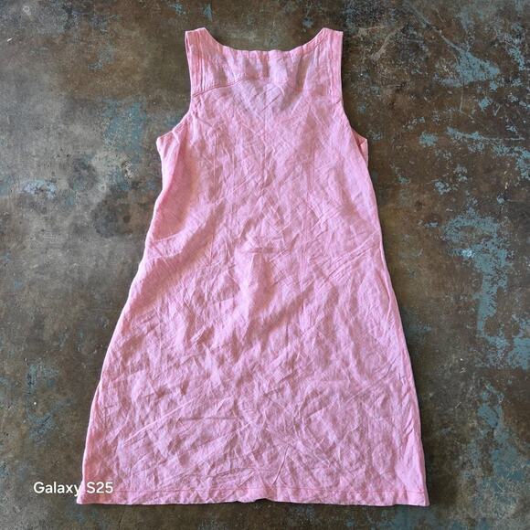 Horny Toad 100% Linen Dress Size L Pink Shift Sleeveless Knee Length Lagenlook - Picture 6 of 6